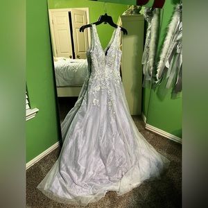 Elegant purple and silver prom dress